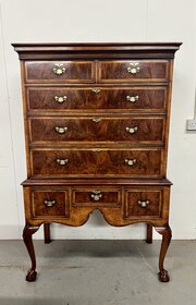 Good Quality Burr Walnut Tall Boy Chest Of Drawers