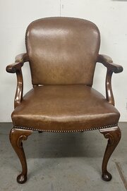 Mahogany & Leather Elbow Desk Chair