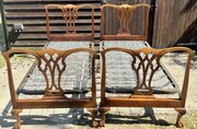 Pair Antique Chippendale Style Mahogany Single Bed