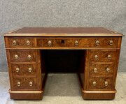 Superior Quality Burr Walnut Pedestal Desk