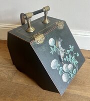 Unusual Antique Tole Ware Coal Scuttle