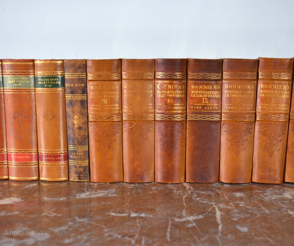 Antiques Atlas Collection Of Leather Bound Books, Series 119