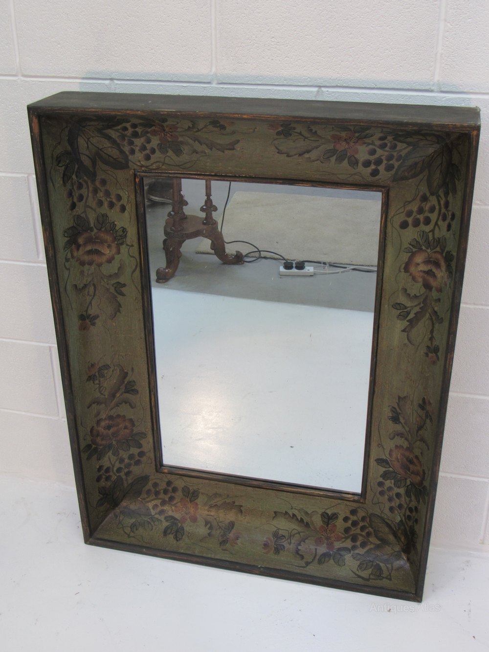 Antiques Atlas - Folk Art Mirror With Painted Floral Border