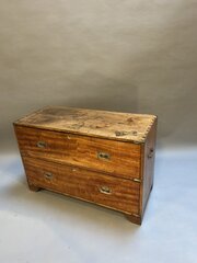 C19th Campaign Low Chest Of Drawers