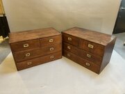 Pair Colonial Campaign  Chest Of Drawers