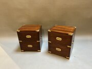 Pair Vintage Campaign Bedside Chests