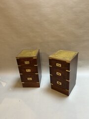 Pair Antique Campaign Bedside Chests