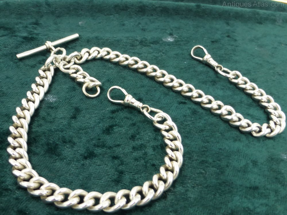 Antiques Atlas Double Silver Albert Pocket Watch Chain Chester 1922