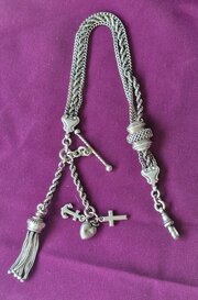 A Silver Chatelaine Pocket Watch Chain