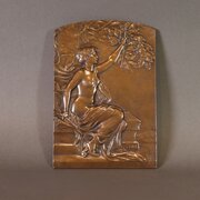 Art Nouveau Bronze Nude Plaquette - Charles Pillet