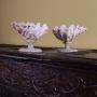 Pair Of Clam Shell Tazza On Turned Alabaster Bases