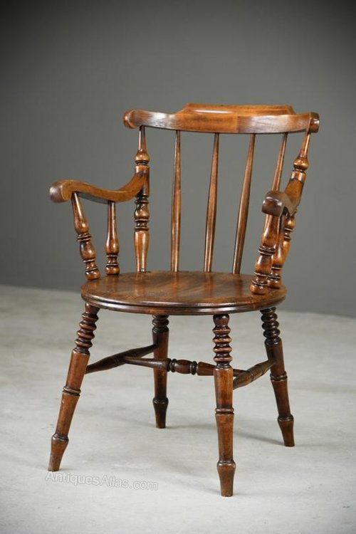 Antique Beech Spindle Back Penny Carver Chair Antiques Atlas