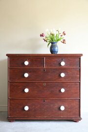 Antique Stained Pine Chest Of Drawers