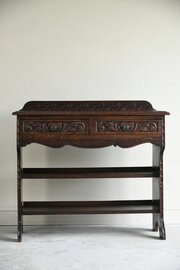 Antique Victorian Carved Oak Hall Table