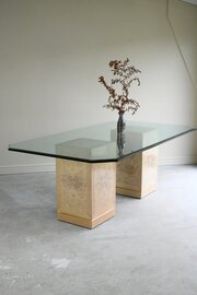 Drexel Heritage Corinthian Burl Ash  Glass Dining