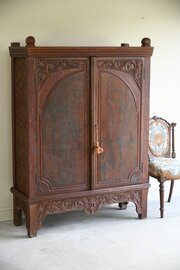 Indian Carved Teak Cupboard