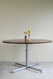 Mid Century Chrome  Rosewood Round Dining Table