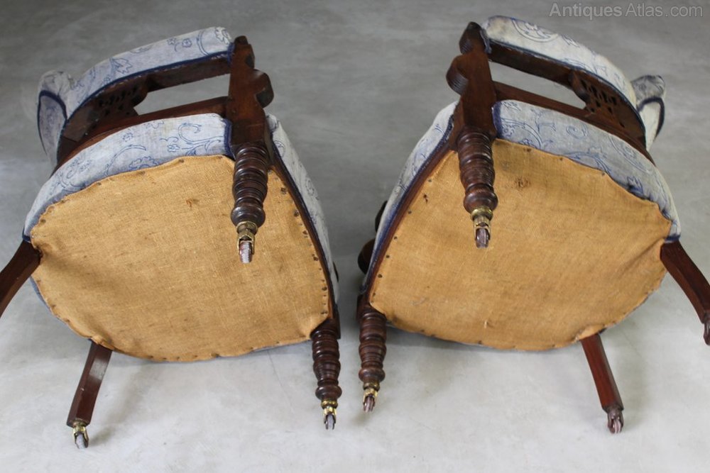 Pair Edwardian Upholstered Tub Armchairs Antiques Atlas