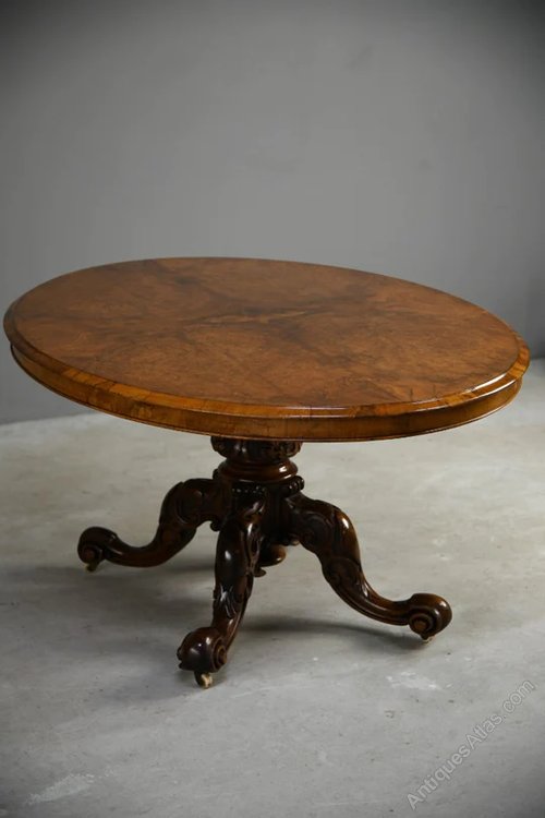 Victorian Walnut Oval Tilt Top Table. Antiques Atlas
