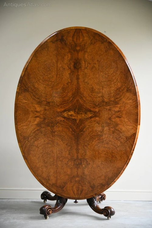 Victorian Walnut Oval Tilt Top Table. Antiques Atlas