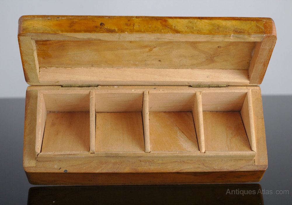 Antiques Atlas Olive Wood Stamp Box With 4 Compartment