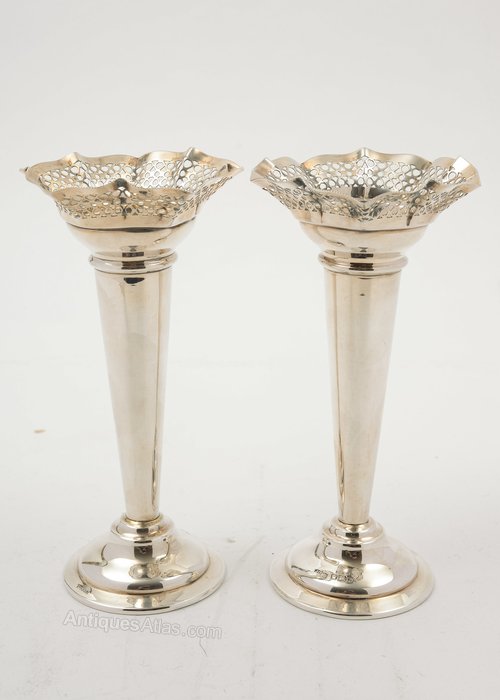 Antiques Atlas Lovely Pair Of Edwardian Silver Vases