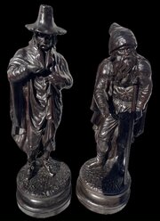 Pair Of French Breton Chestnut Folk Art Carvings 