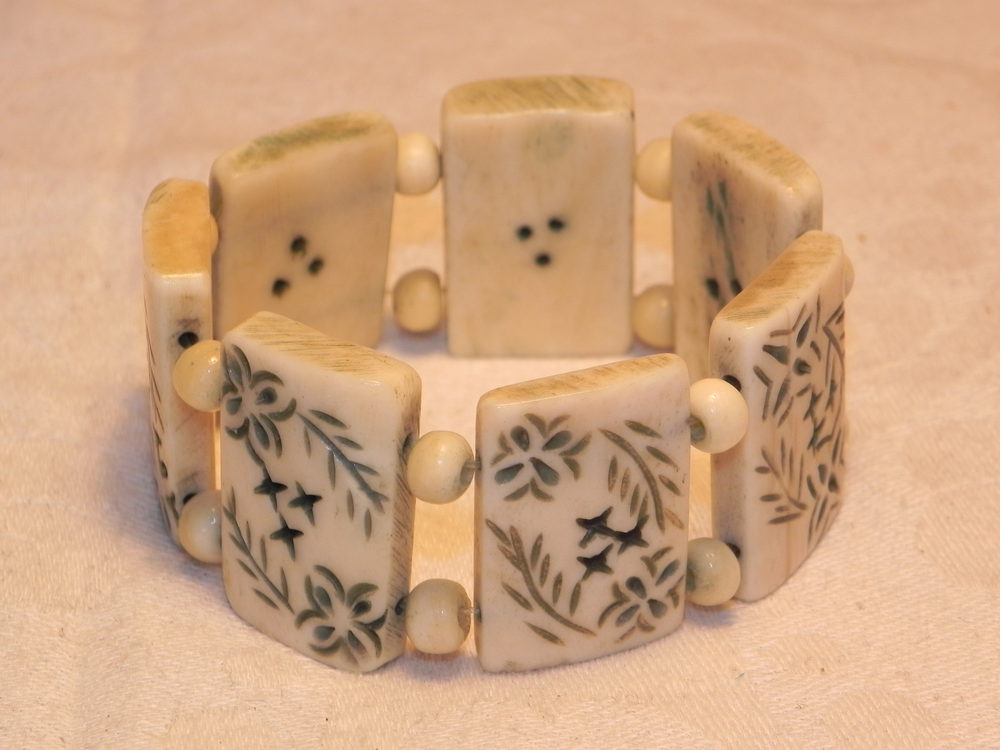 Antiques Atlas Antique Green Carved Ivory Bracelet