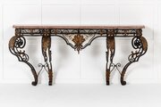 Large 19th Century French Wrought Iron Console Table