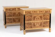 Pair of 19th Century French Burr Elm Commodes