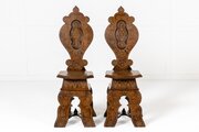 Pair Of 19th Century Italian Walnut Hall Chairs