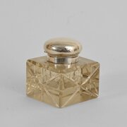 A Victorian Silver-mounted Glass Inkwell