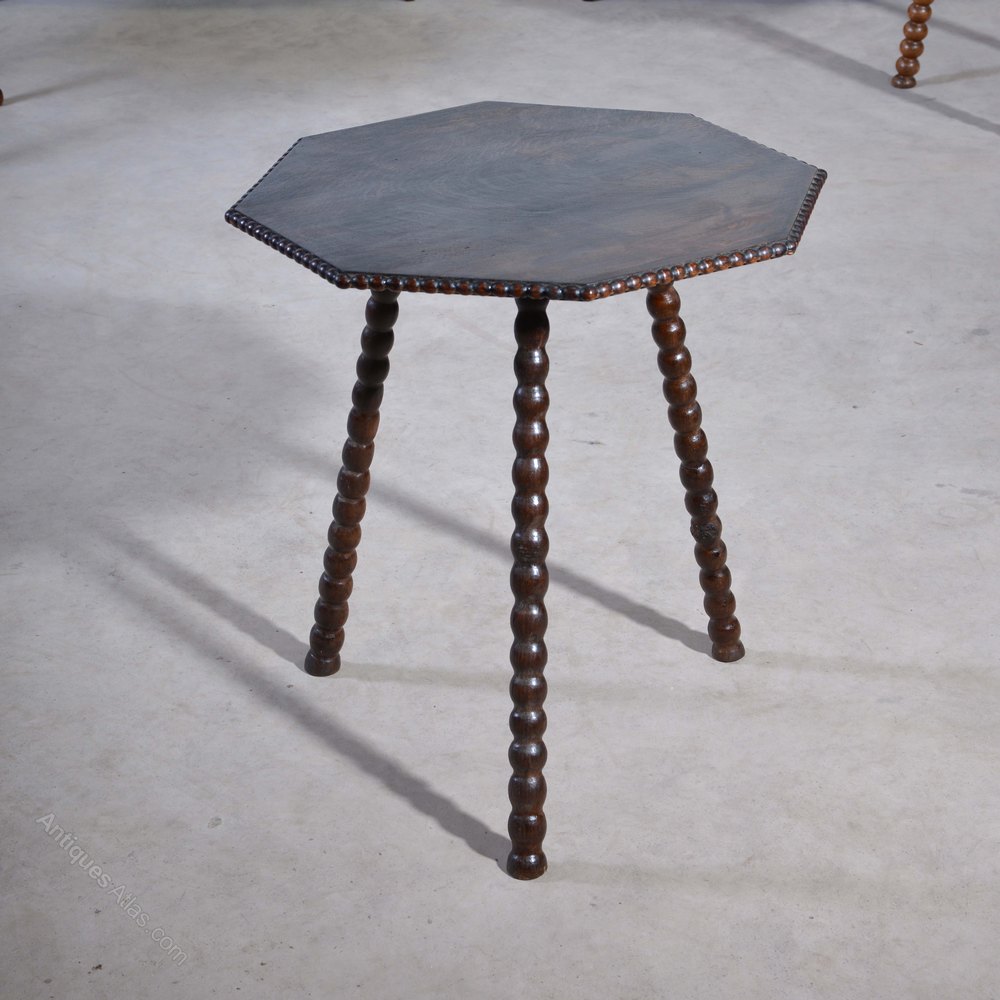 A Dark Oak Octagonal Bobbin Tripod Side Table - Antiques Atlas