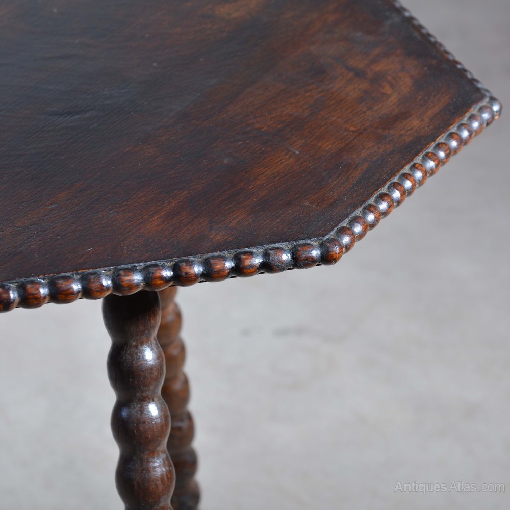 A Dark Oak Octagonal Bobbin Tripod Side Table - Antiques Atlas