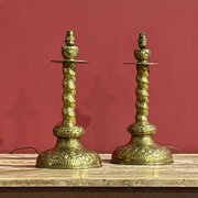 A Pair Of 19th Century Continental Repoussé Brass 