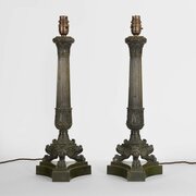 A pair of French classical column lamps