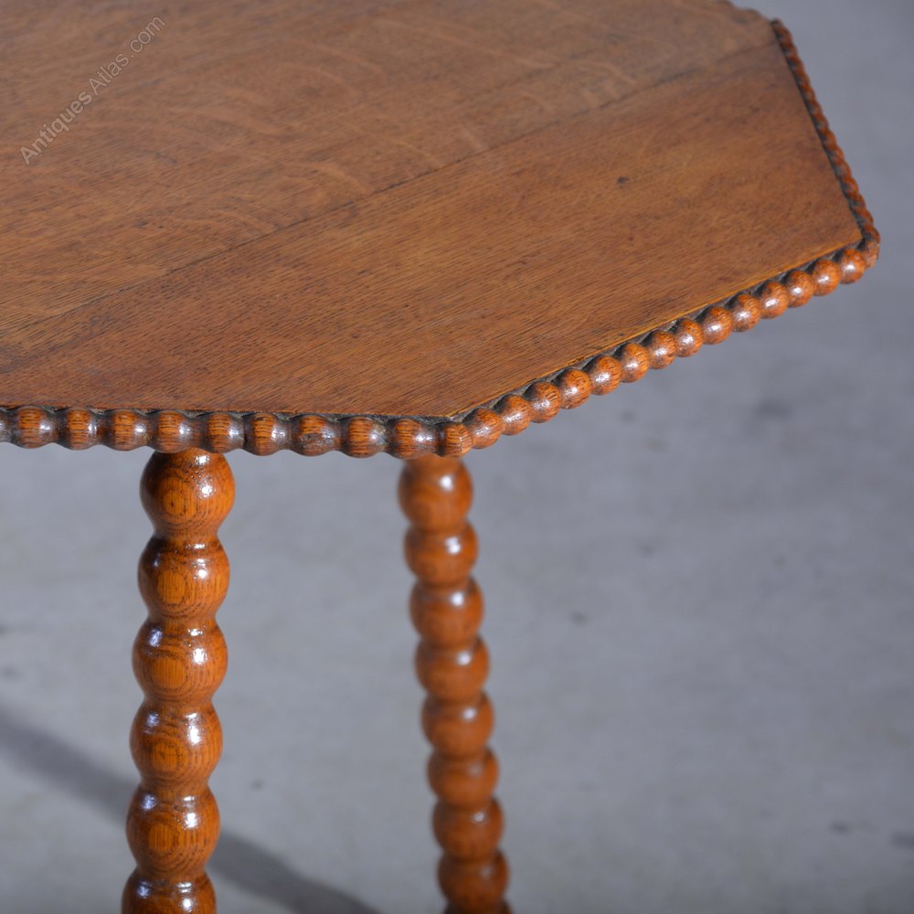 A Yellow Oak Octagonal Bobbin Tripod Side Table - Antiques Atlas