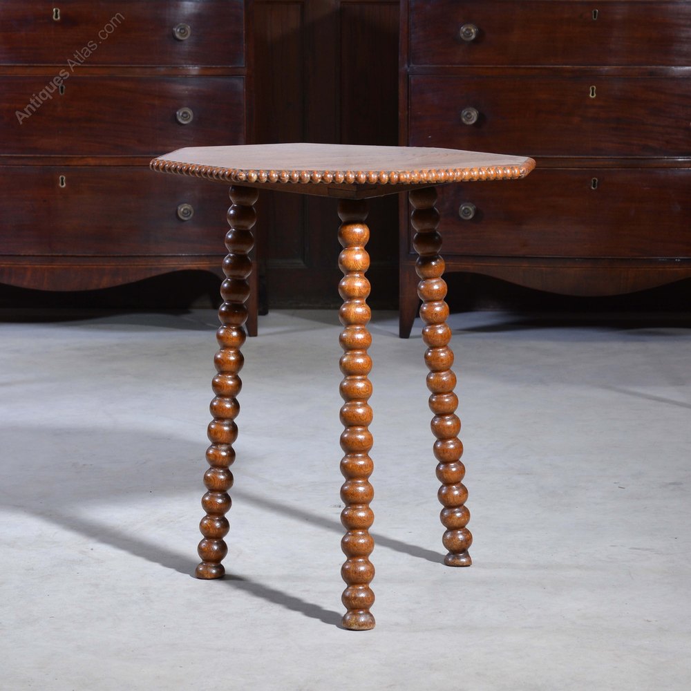 A Yellow Oak Octagonal Bobbin Tripod Side Table - Antiques Atlas
