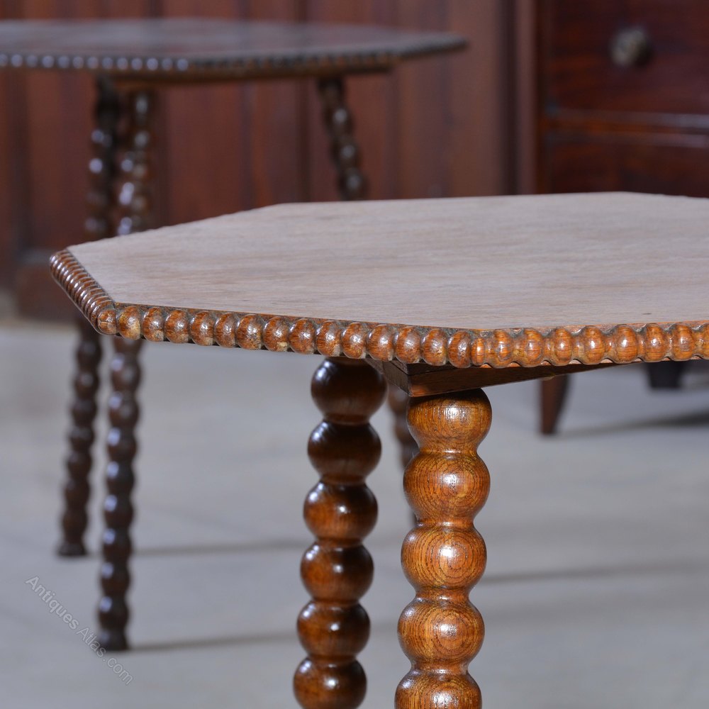 A Yellow Oak Octagonal Bobbin Tripod Side Table - Antiques Atlas