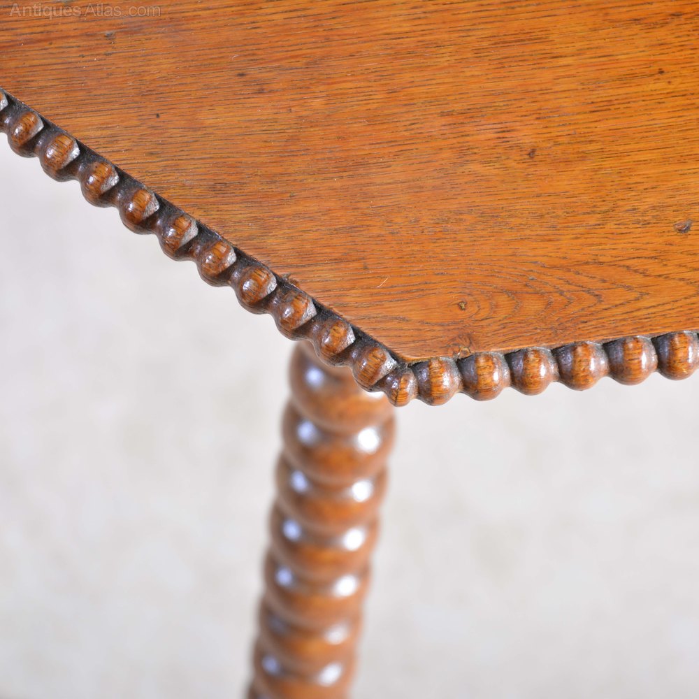 A Yellow Oak Octagonal Bobbin Tripod Side Table - Antiques Atlas