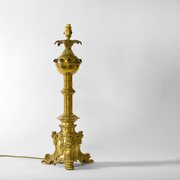 French Gothic Brass Candlestick Lamp