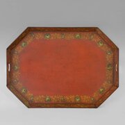 Georgian Octagonal Scarlet Papier Maché Tray