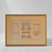 Italian Architects Watercolour Drawing Of Parallel