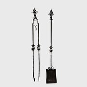 Large Pair Of Wrought Iron Fire Irons