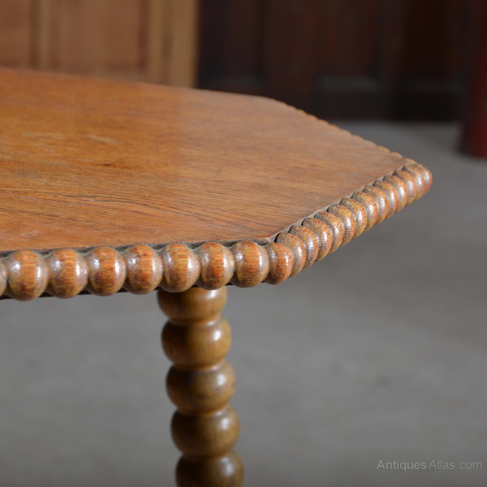 Octagonal Oak Bobbin Tripod Side Table - Antiques Atlas