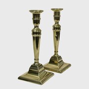 Pair Georgian Neoclassical Brass Candlesticks 
