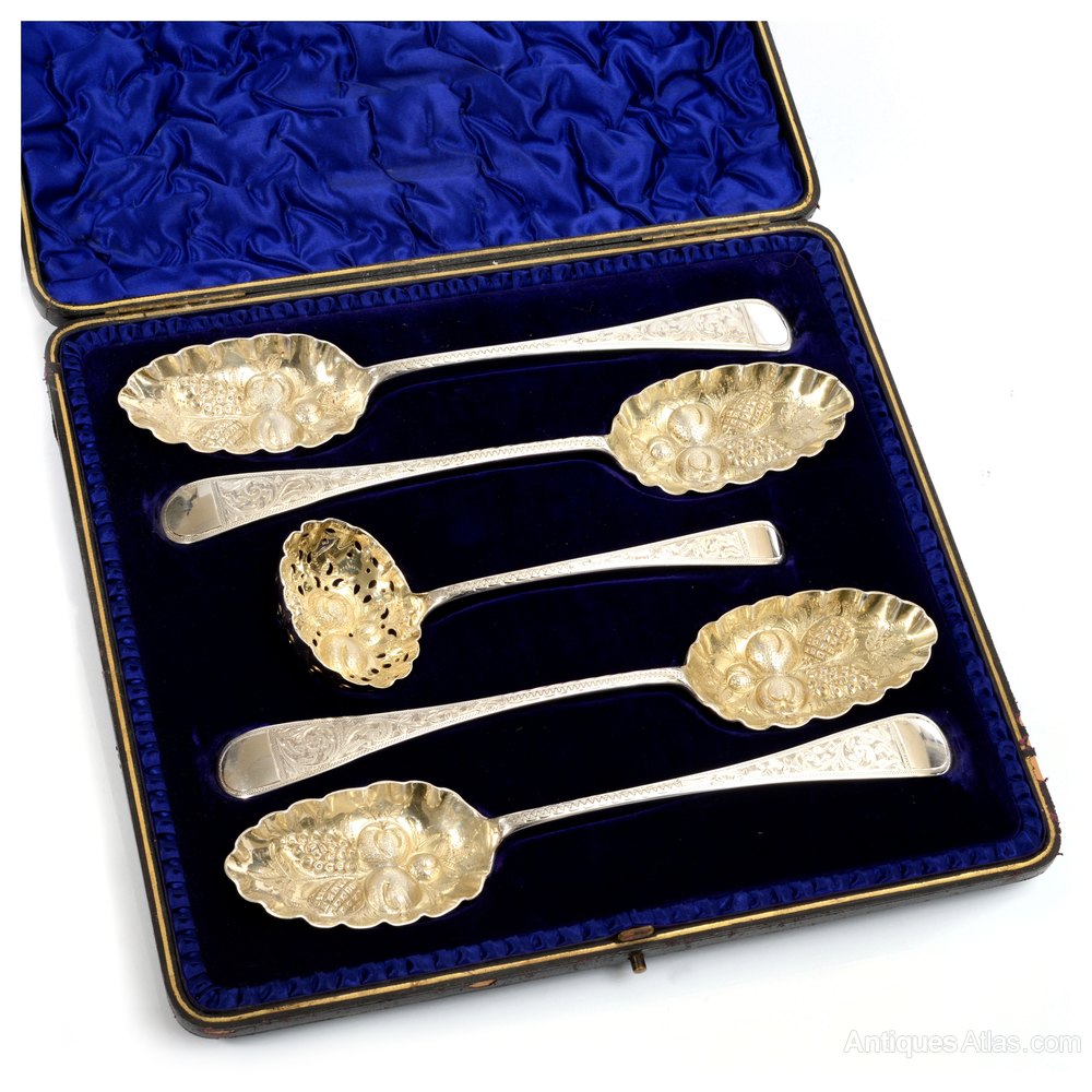 Antiques Atlas Victorian Fruit Serving Spoons And Sugar Ladle