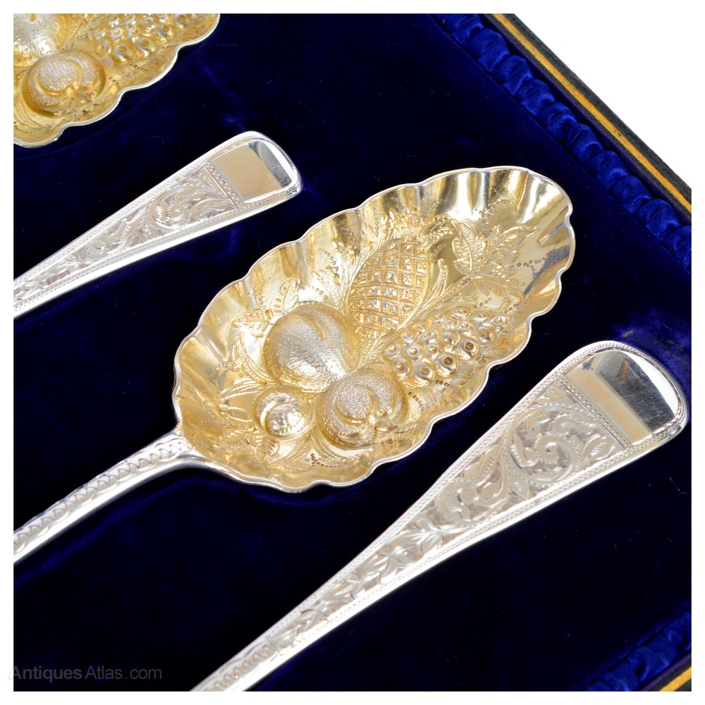 Antiques Atlas Victorian Fruit Serving Spoons And Sugar Ladle
