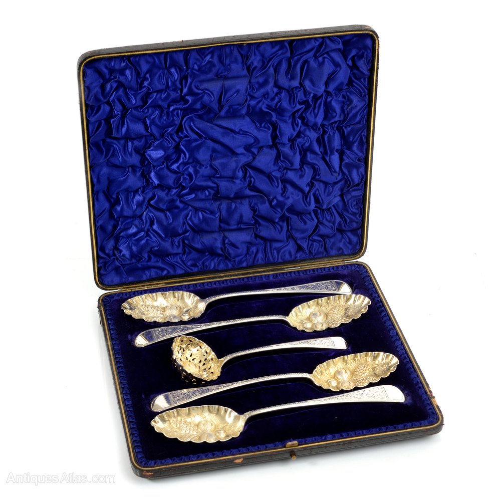 Antiques Atlas Victorian Fruit Serving Spoons And Sugar Ladle