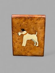 French Art Deco Burr Card Case Wire Fox Terrier